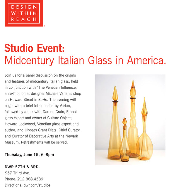 Michele Varian to Host Panel Discussion at DWR about Midcentury Italian Glass