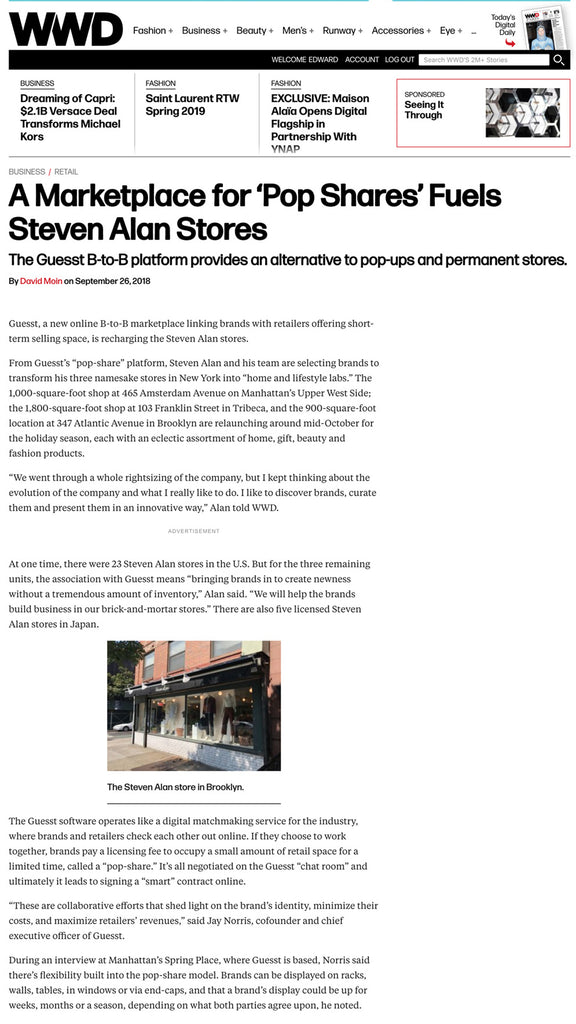 FEATURED : A Marketplace for ‘Pop Shares’ Fuels Steven Alan Stores