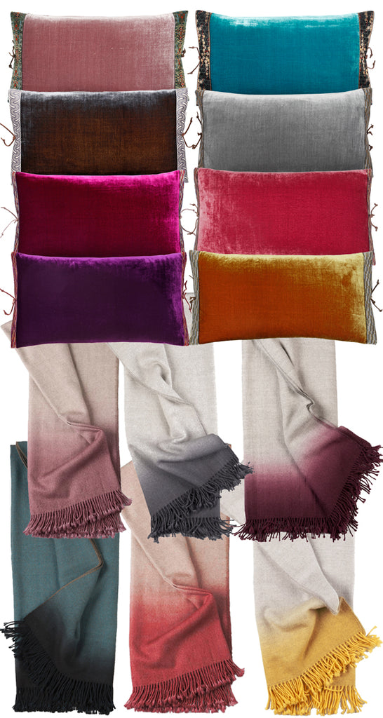 Cozy Up in Silk Velvet Pillows and Alpaca Ombre Blankets