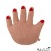 Knit hand pillow with red nails