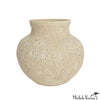 Beige textured vase on a white background