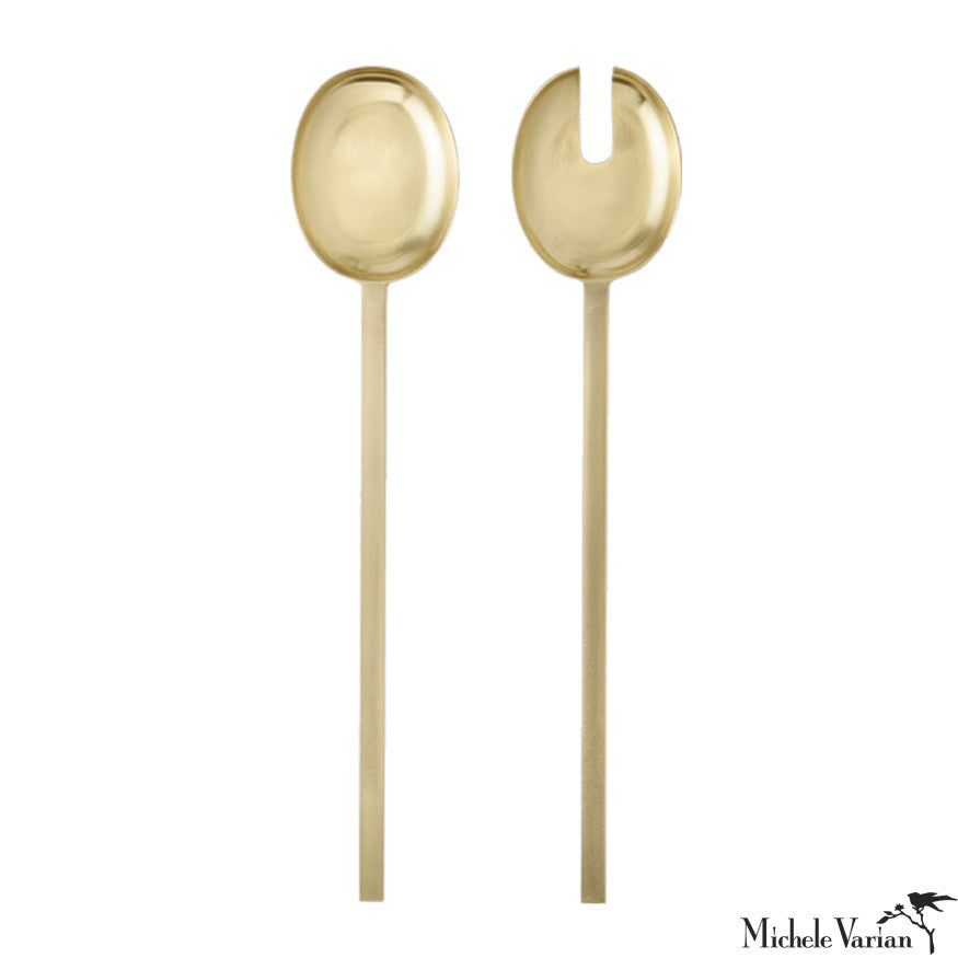 Circular Brass Salad Servers