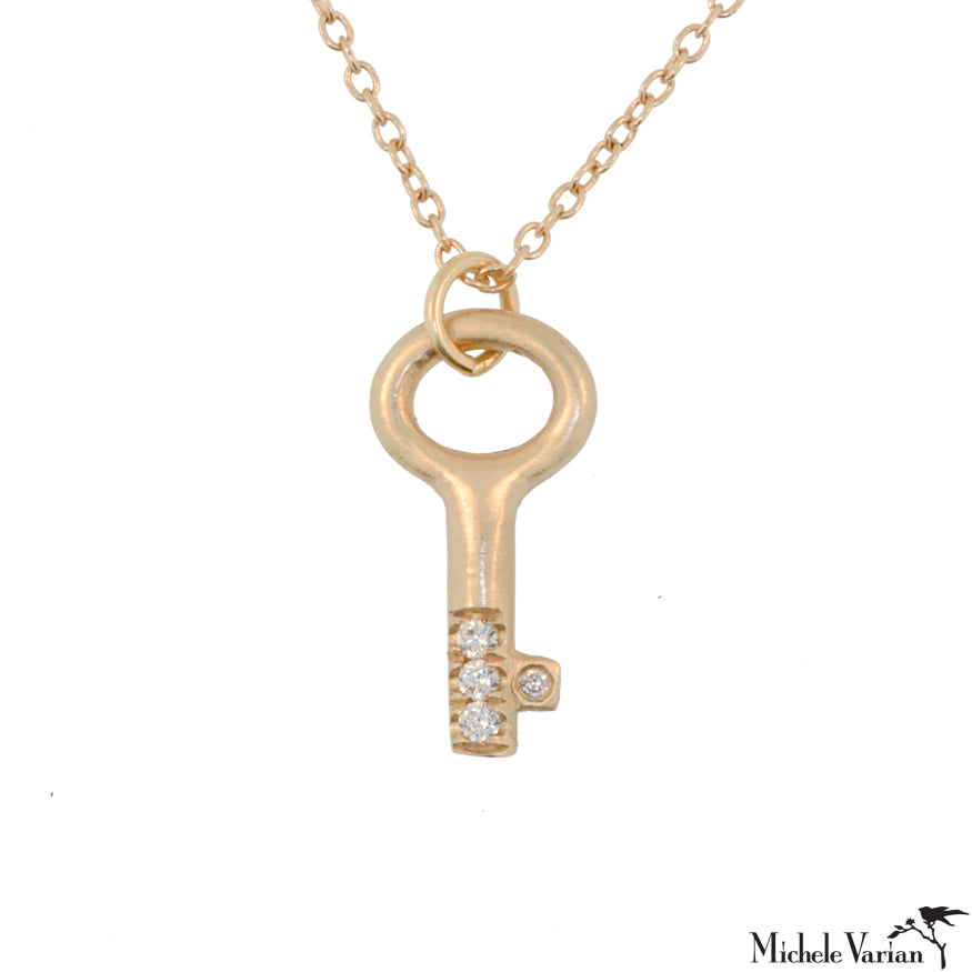 Key Necklace Diamond Accents Sterling Silver & 10K Rose Gold | Kay