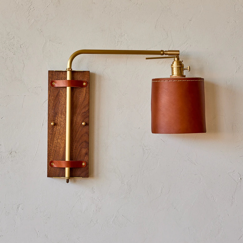 Brown Leather Wall Sconce Light