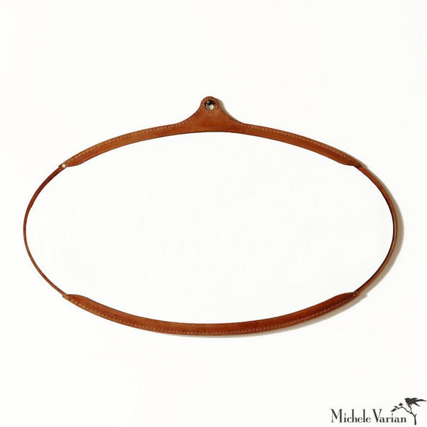 Leather Wide Oval Mirror